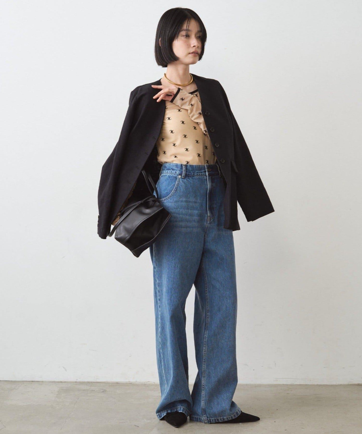 滿印透視套頭衫