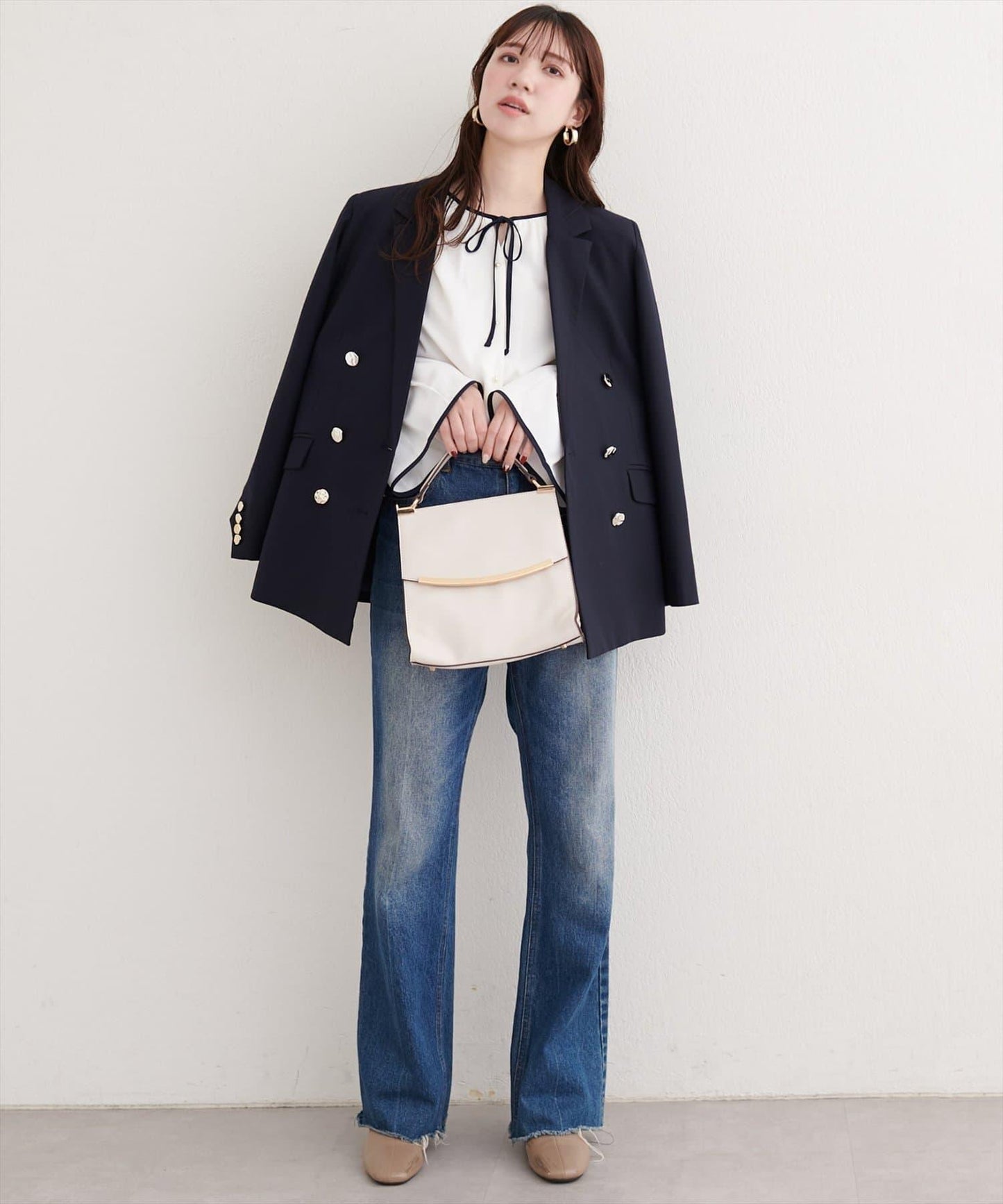 前繫帶拼色襯衫