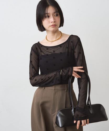 滿印透視套頭衫