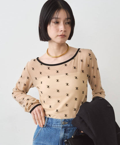 滿印透視套頭衫