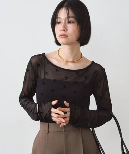 滿印透視套頭衫