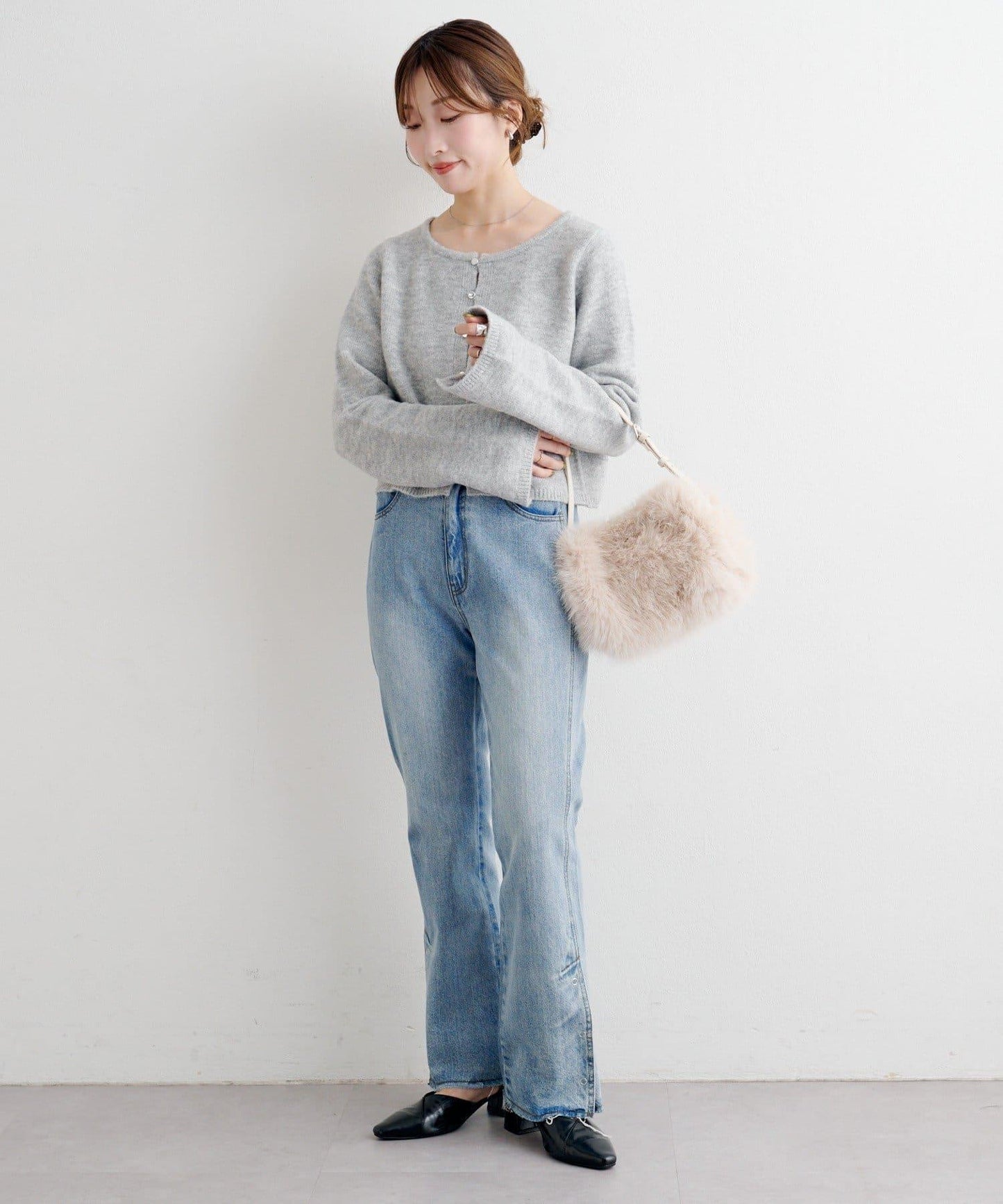 【4色可選】B 仿羊絨針織開衫