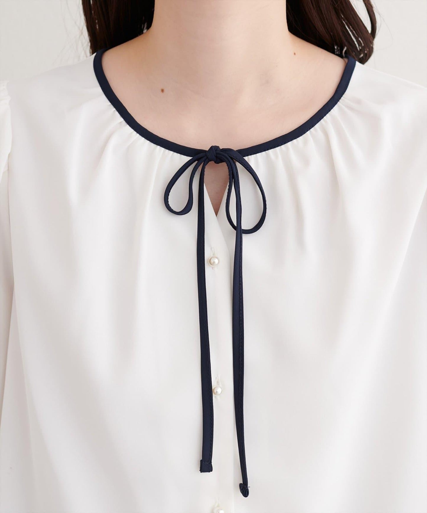 前繫帶拼色襯衫