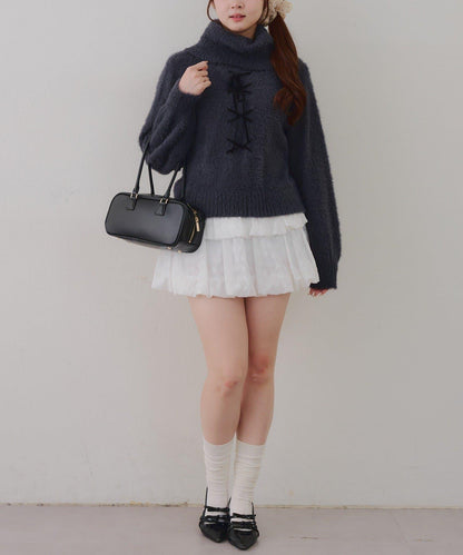 羽毛蕾絲繫帶套頭衫