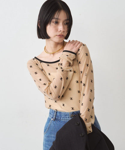 滿印透視套頭衫