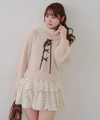 羽毛蕾絲繫帶套頭衫