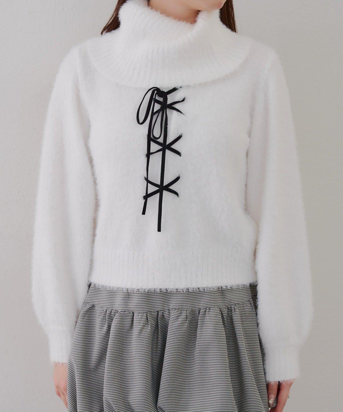 羽毛蕾絲繫帶套頭衫