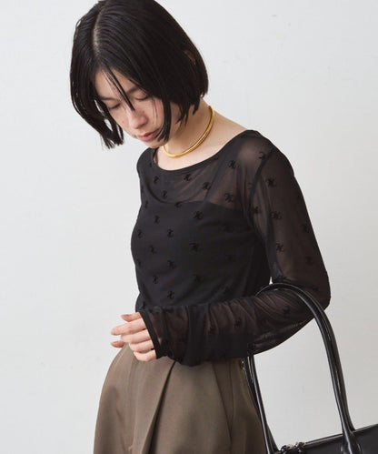 滿印透視套頭衫