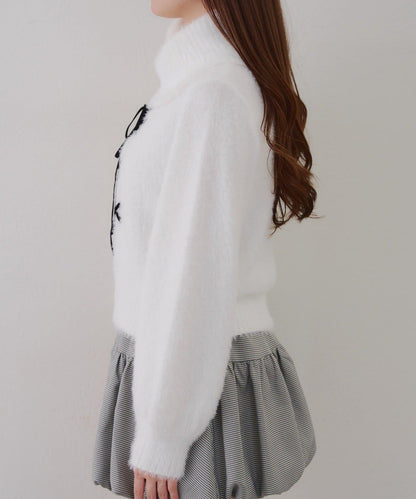 羽毛蕾絲繫帶套頭衫