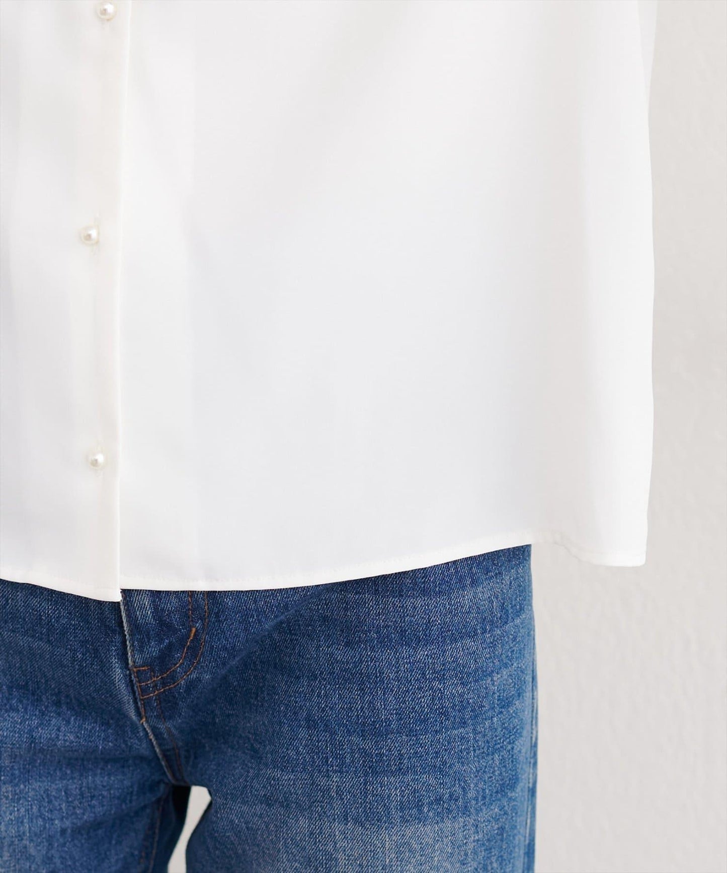 前繫帶拼色襯衫