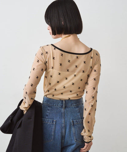 滿印透視套頭衫