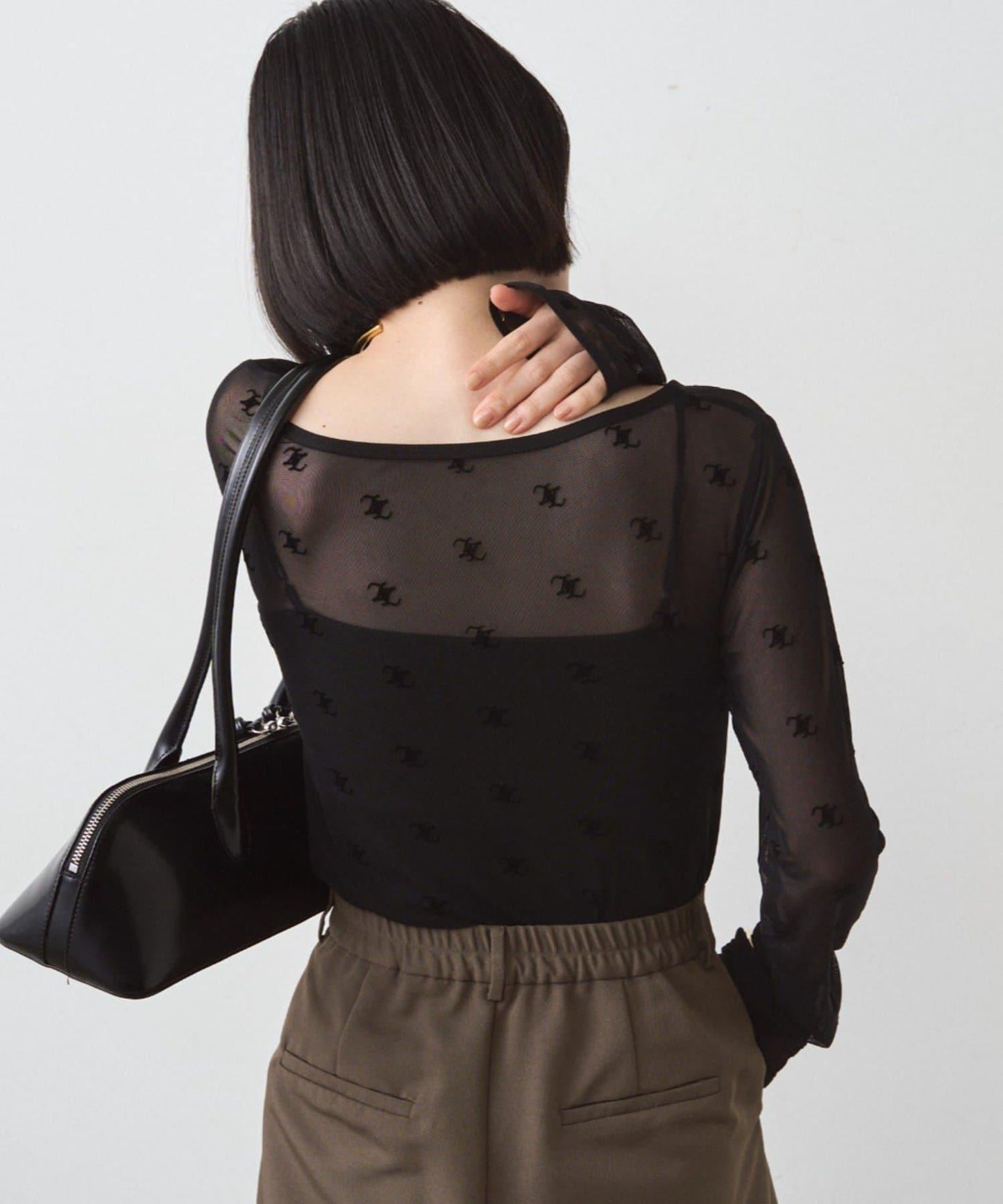 滿印透視套頭衫