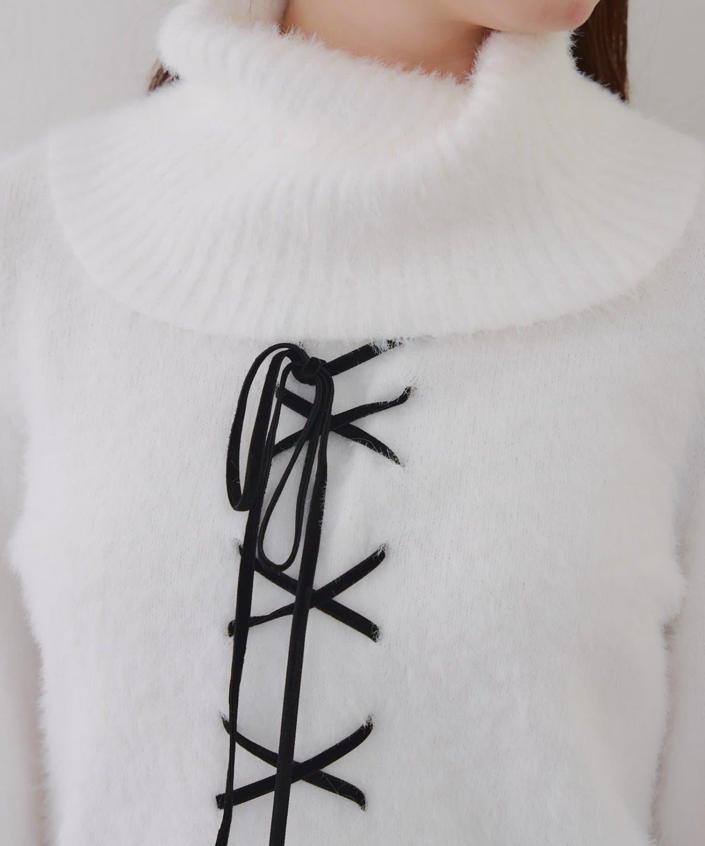 羽毛蕾絲繫帶套頭衫