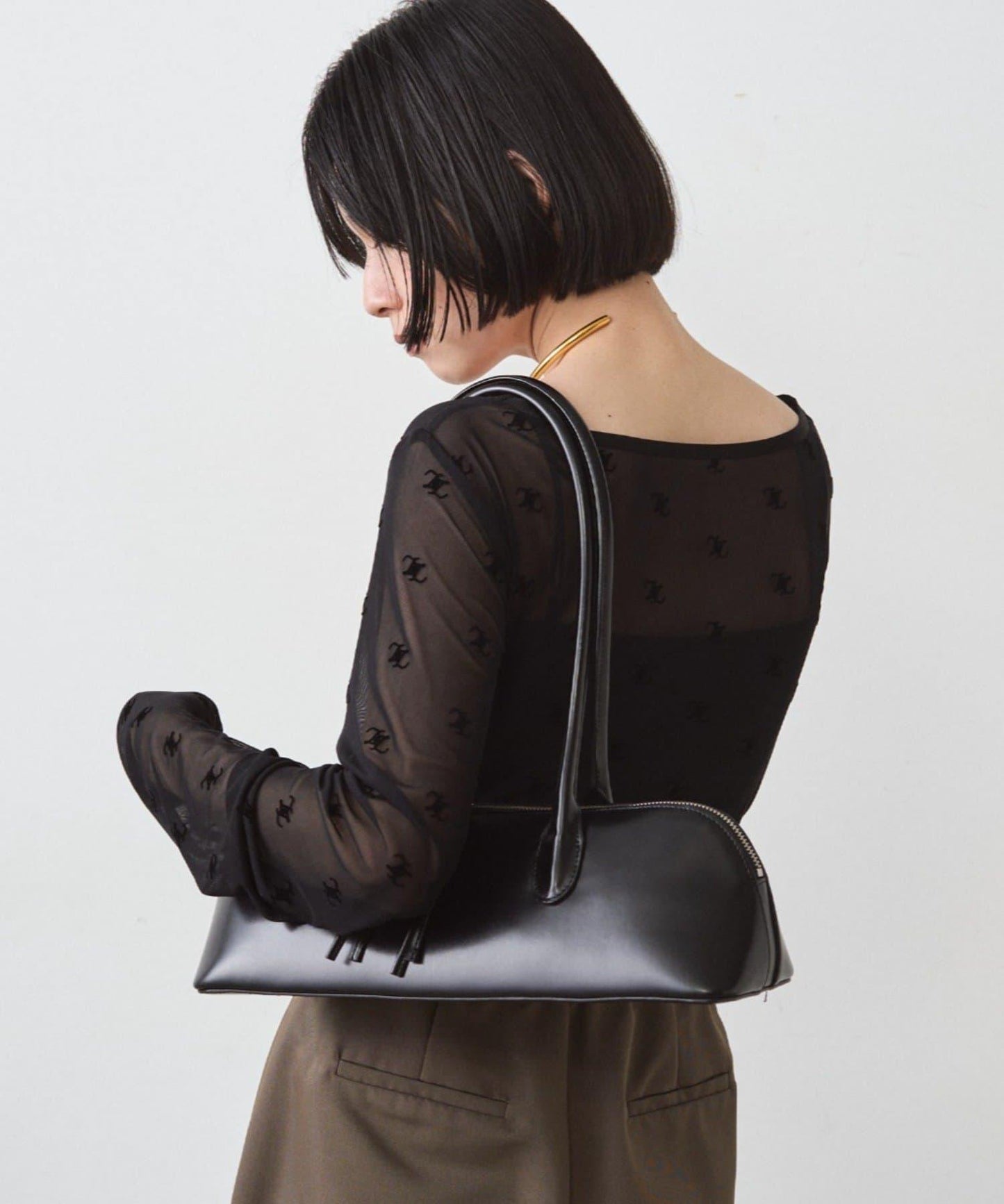 滿印透視套頭衫