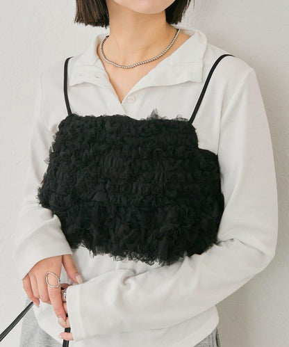 背部設計薄紗吊帶上衣