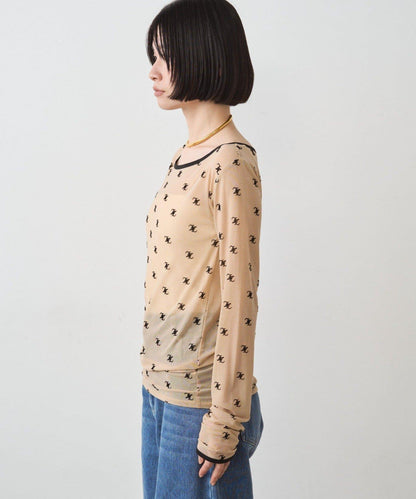 滿印透視套頭衫