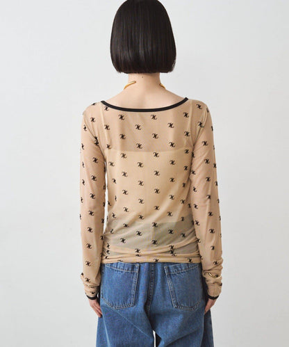 滿印透視套頭衫