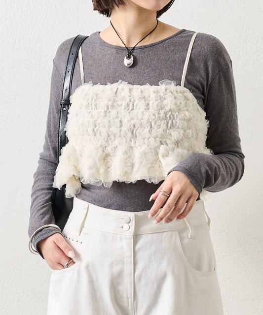 背部設計薄紗吊帶上衣