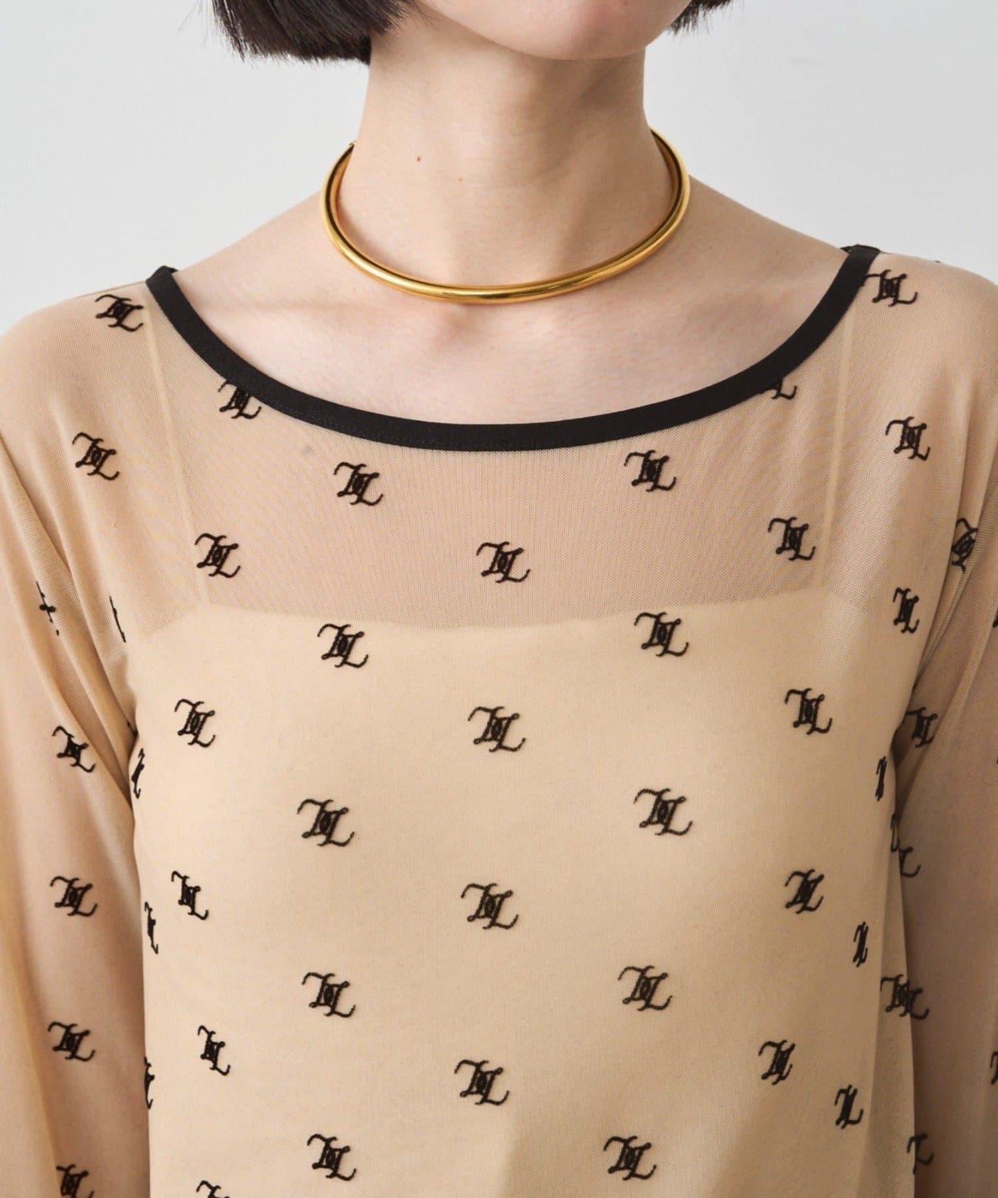 滿印透視套頭衫