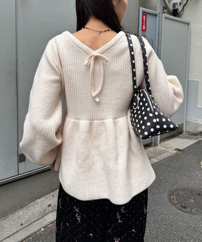 【neutral by ciaopanic】荷葉邊蝴蝶結針織衫