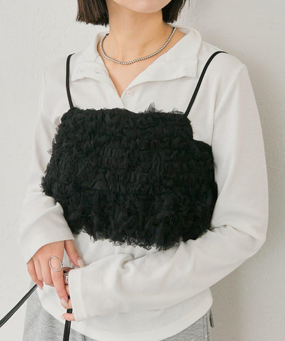 背部設計薄紗吊帶上衣