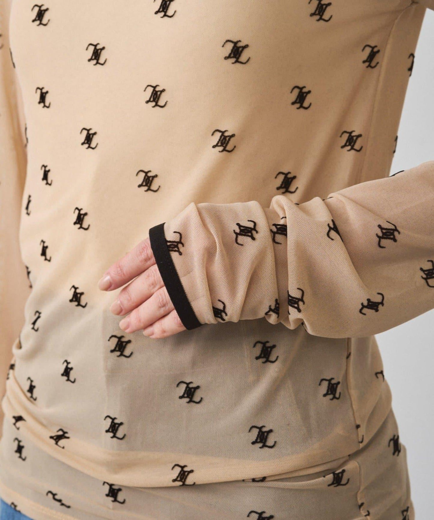 滿印透視套頭衫