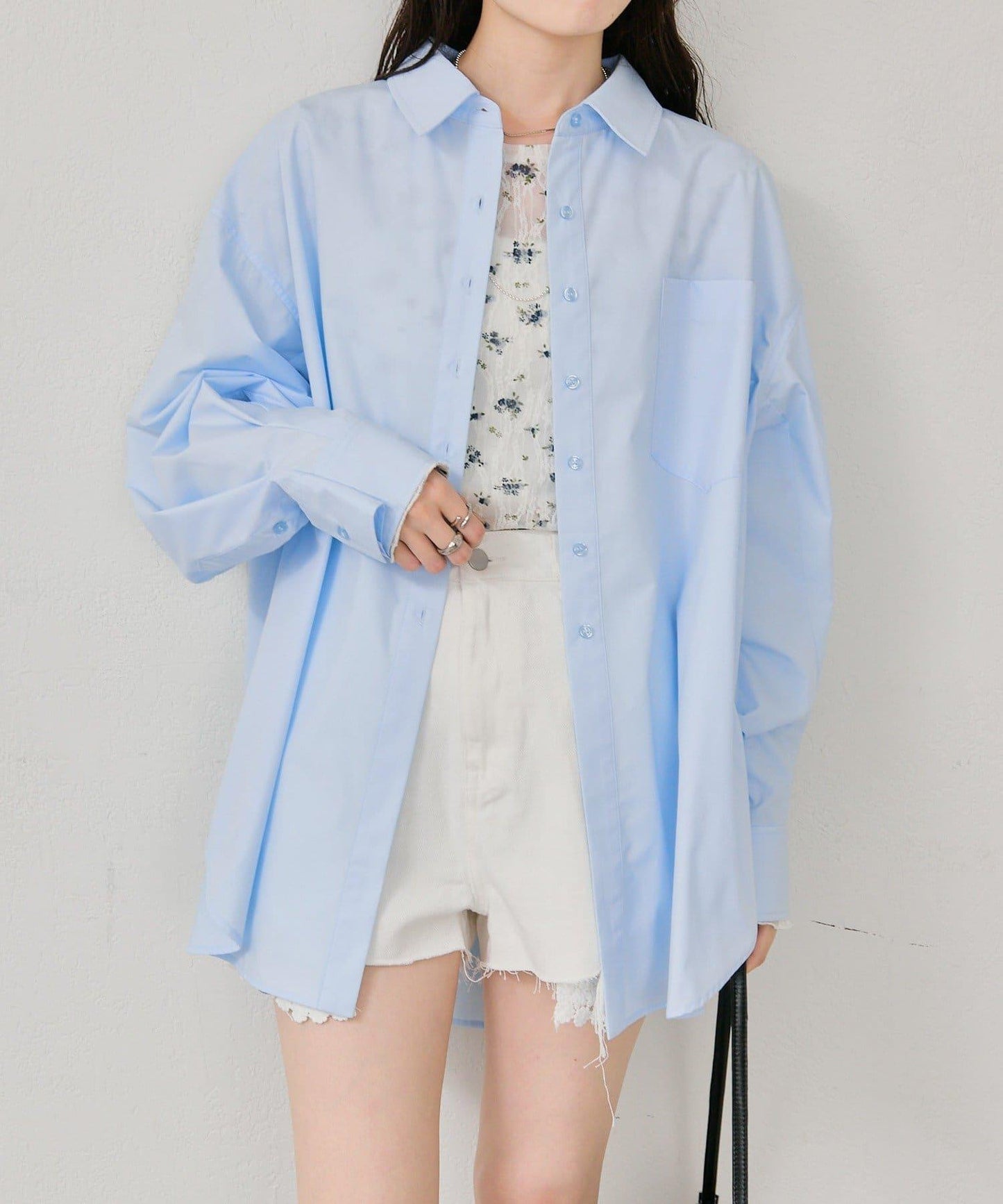 紐扣層疊寬鬆襯衫