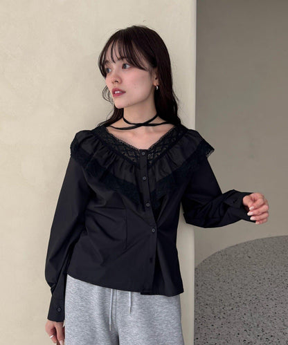 【@lily.s_y企畫】V型荷葉邊襯衫