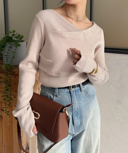 垂領羅紋針織套頭衫