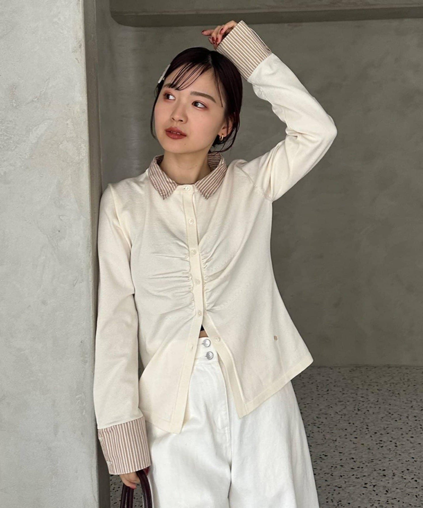 【@___s_m17企畫】條紋拼色假領針織衫