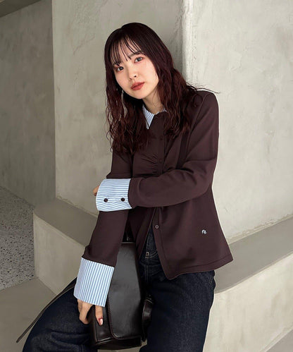 【@___s_m17企畫】條紋拼色假領針織衫