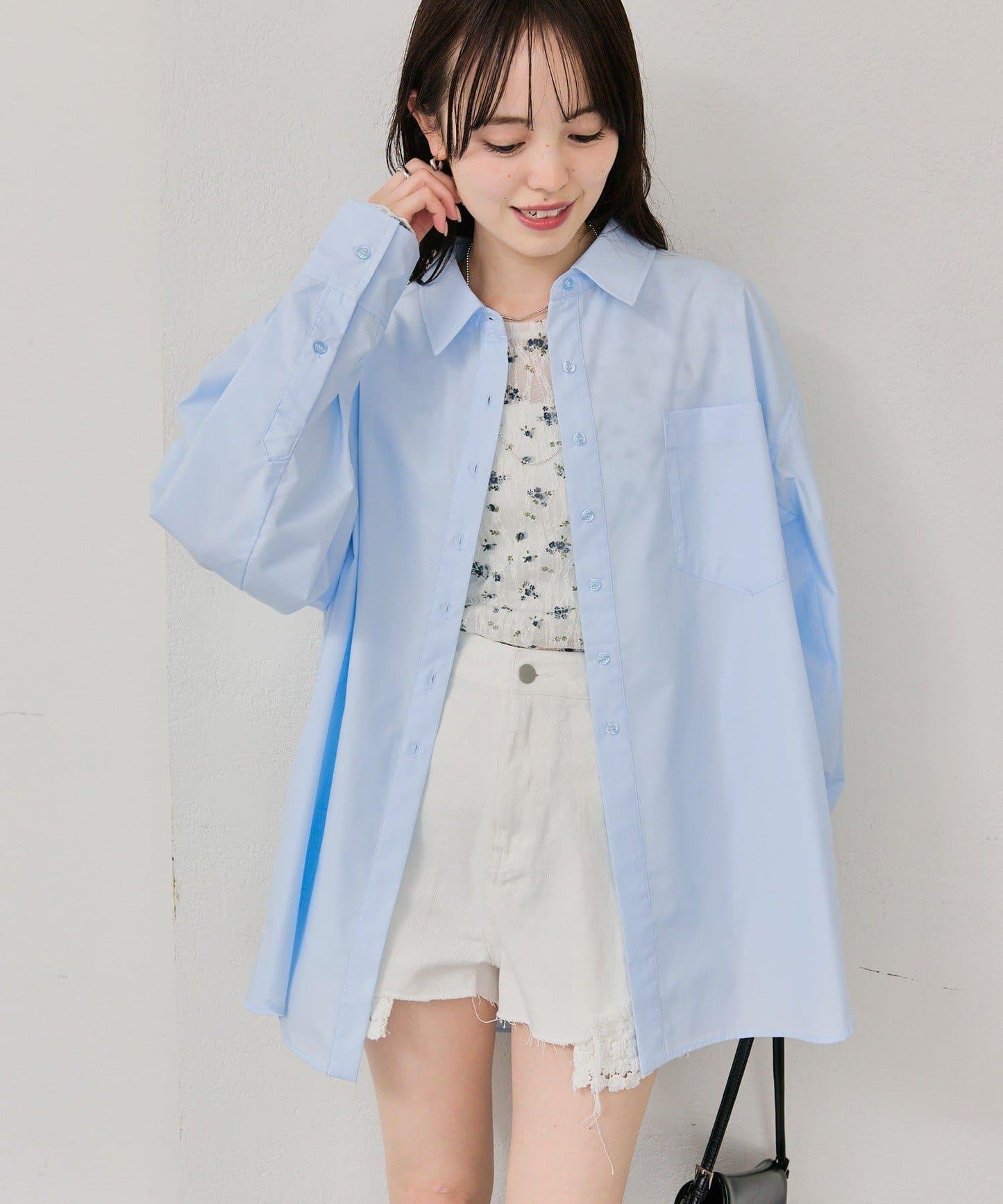 紐扣層疊寬鬆襯衫