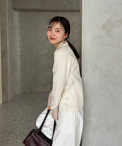 【@___s_m17企畫】條紋拼色假領針織衫