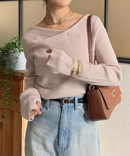 垂領羅紋針織套頭衫