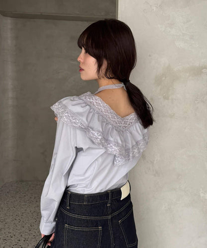 【@lily.s_y企畫】V型荷葉邊襯衫