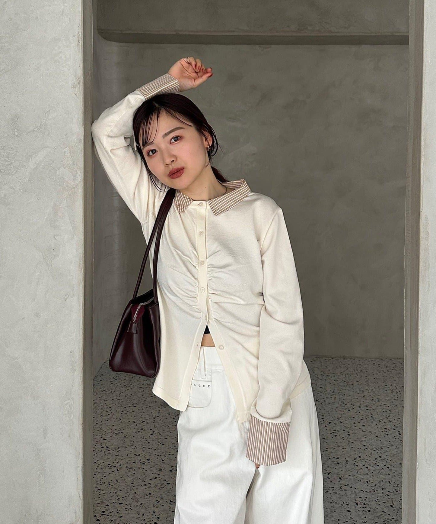 【@___s_m17企畫】條紋拼色假領針織衫