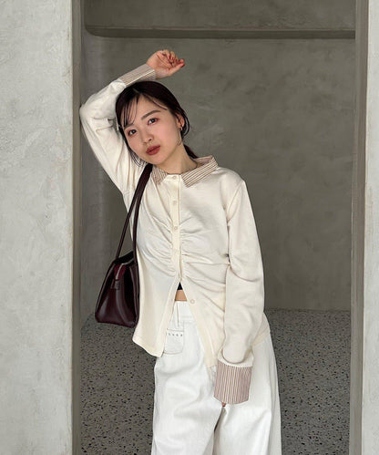 【@___s_m17企畫】條紋拼色假領針織衫