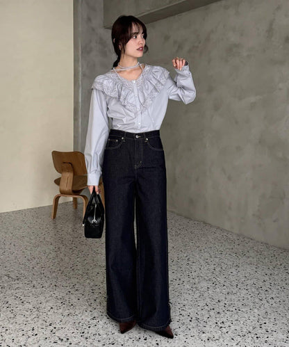 【@lily.s_y企畫】V型荷葉邊襯衫