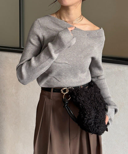 垂領羅紋針織套頭衫