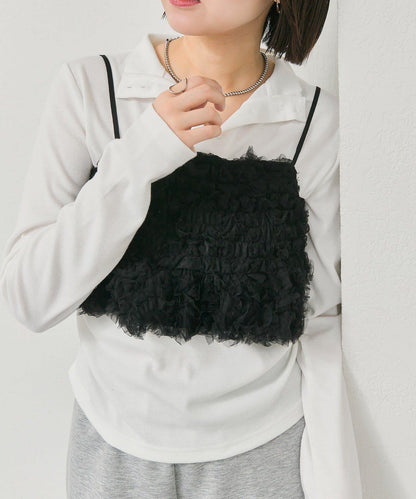 背部設計薄紗吊帶上衣