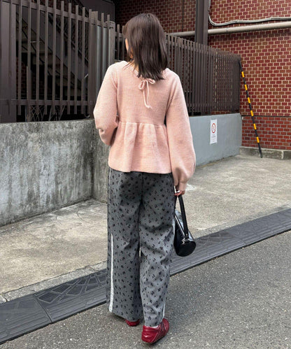 【neutral by ciaopanic】荷葉邊蝴蝶結針織衫