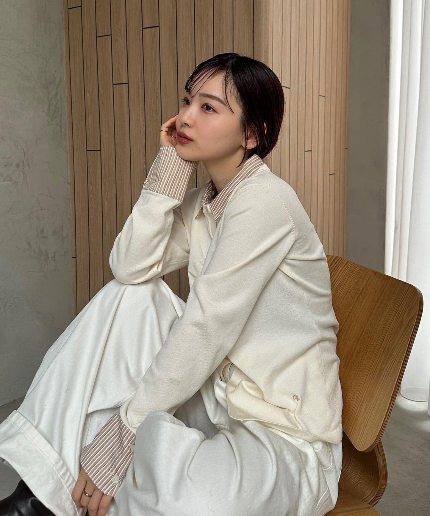 【@___s_m17企畫】條紋拼色假領針織衫