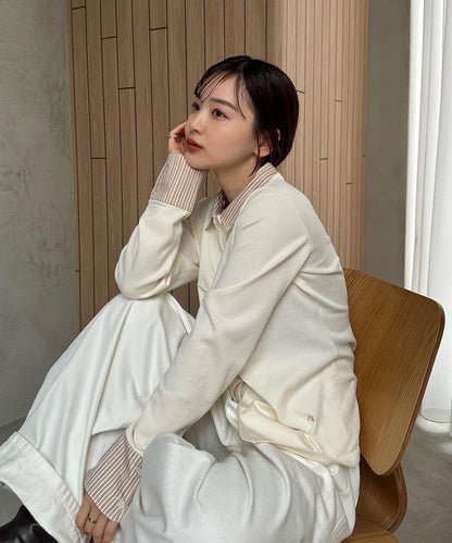 【@___s_m17企畫】條紋拼色假領針織衫