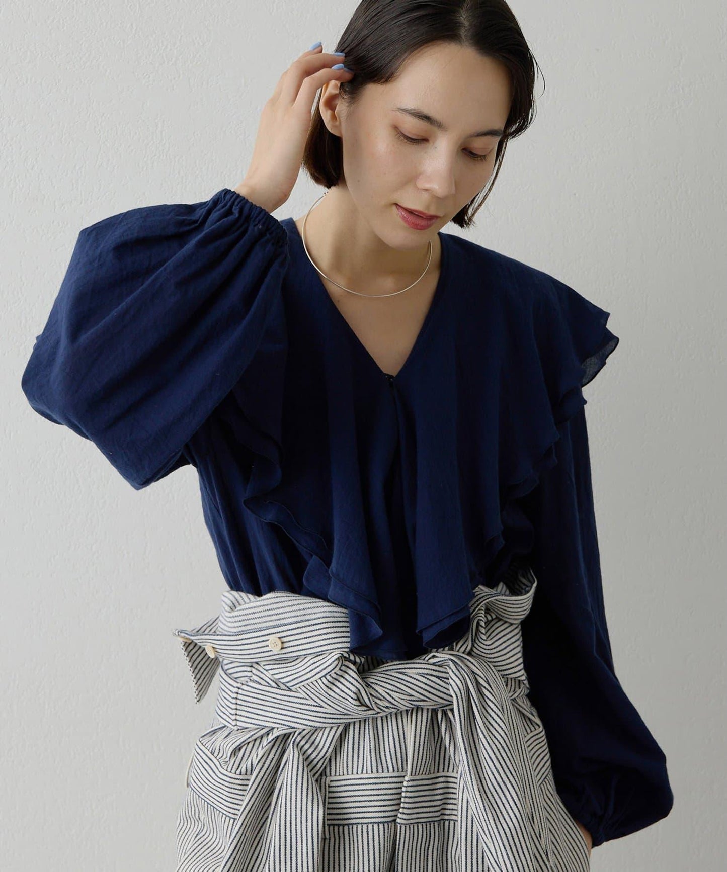 棉質荷葉邊襯衫