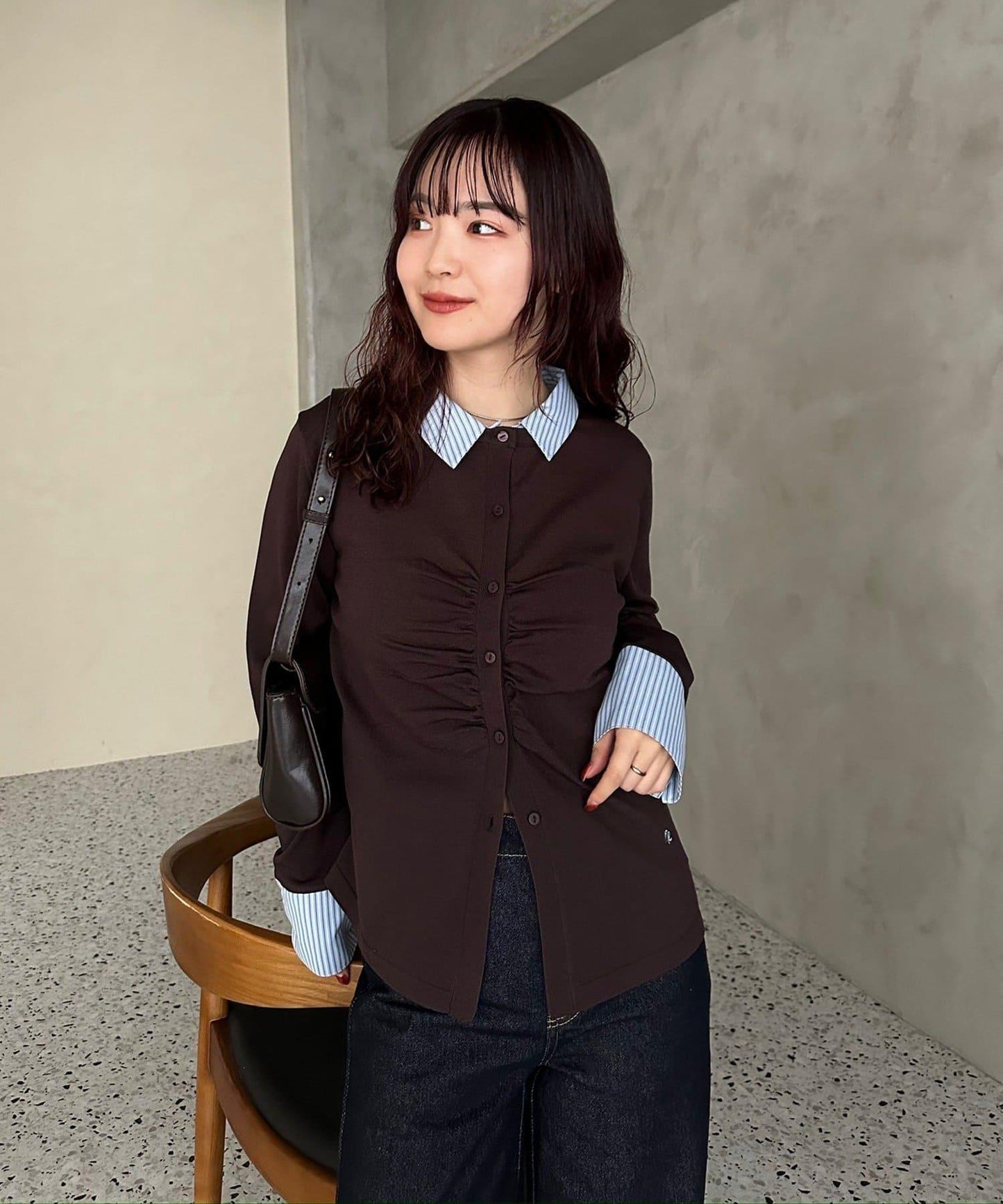 【@___s_m17企畫】條紋拼色假領針織衫