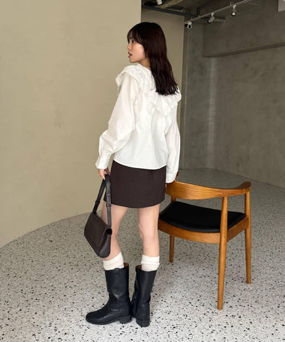 【@lily.s_y企畫】V型荷葉邊襯衫