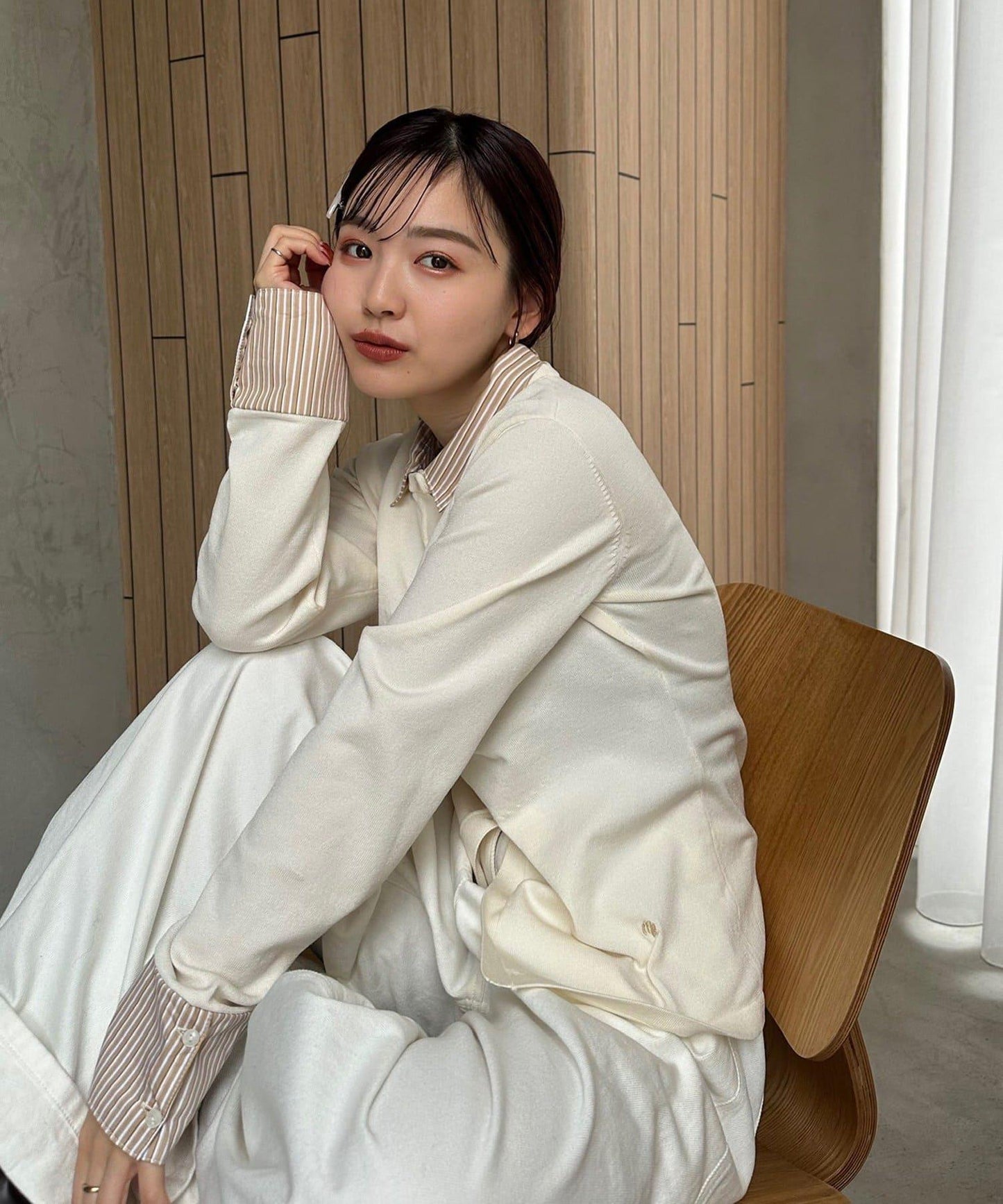 【@___s_m17企畫】條紋拼色假領針織衫