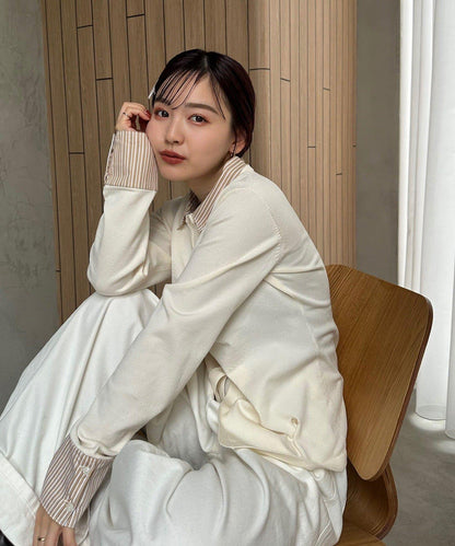 【@___s_m17企畫】條紋拼色假領針織衫