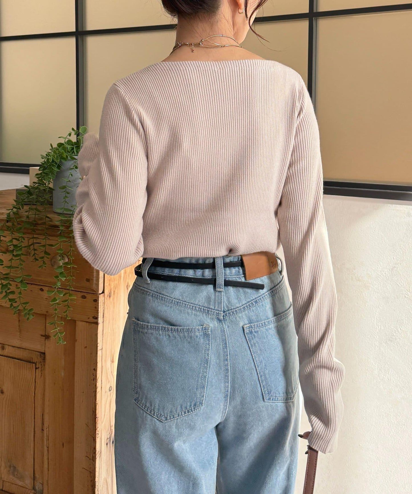 垂領羅紋針織套頭衫