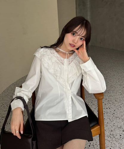 【@lily.s_y企畫】V型荷葉邊襯衫